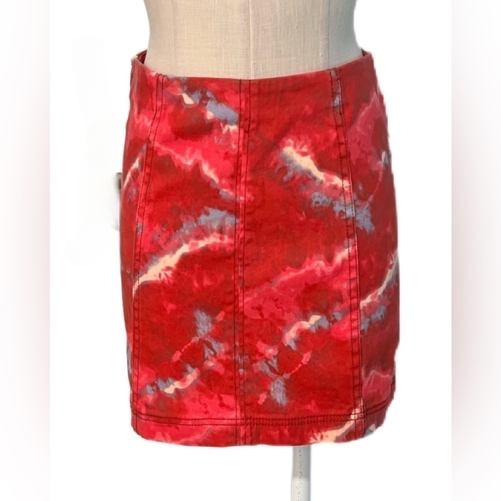 Free People High Waist Tie Dye Mini Jean Skirt